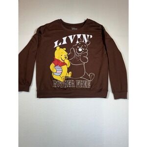 Disney Winnie The Pooh Livin Bother Free Brown Crewneck Sweatshirt